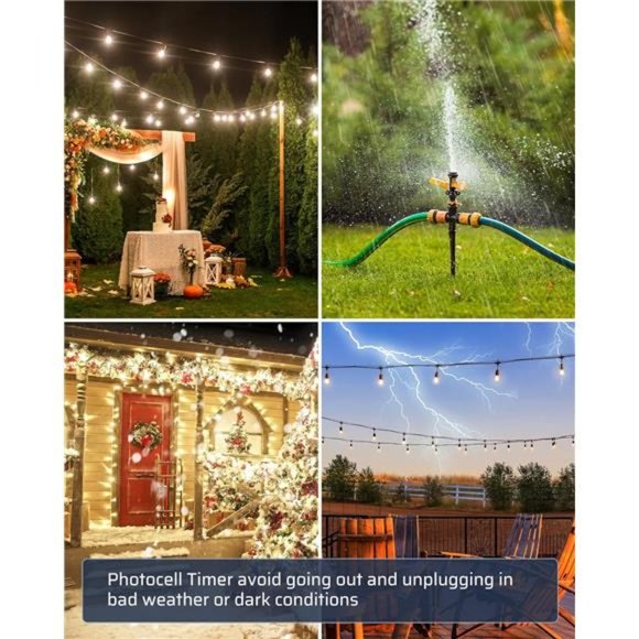 DEWENWILS Outdoor Power Strip Timer with Photocell, Dusk to Dawn, Weatherproof - Picture 3 of 7